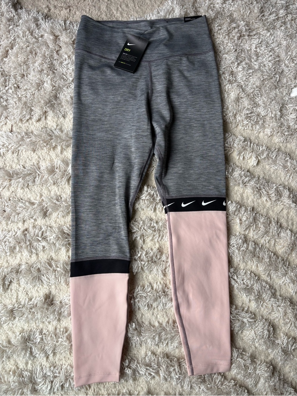 Nike Grey and Pink Colorblock Performance Leggings- Women’s